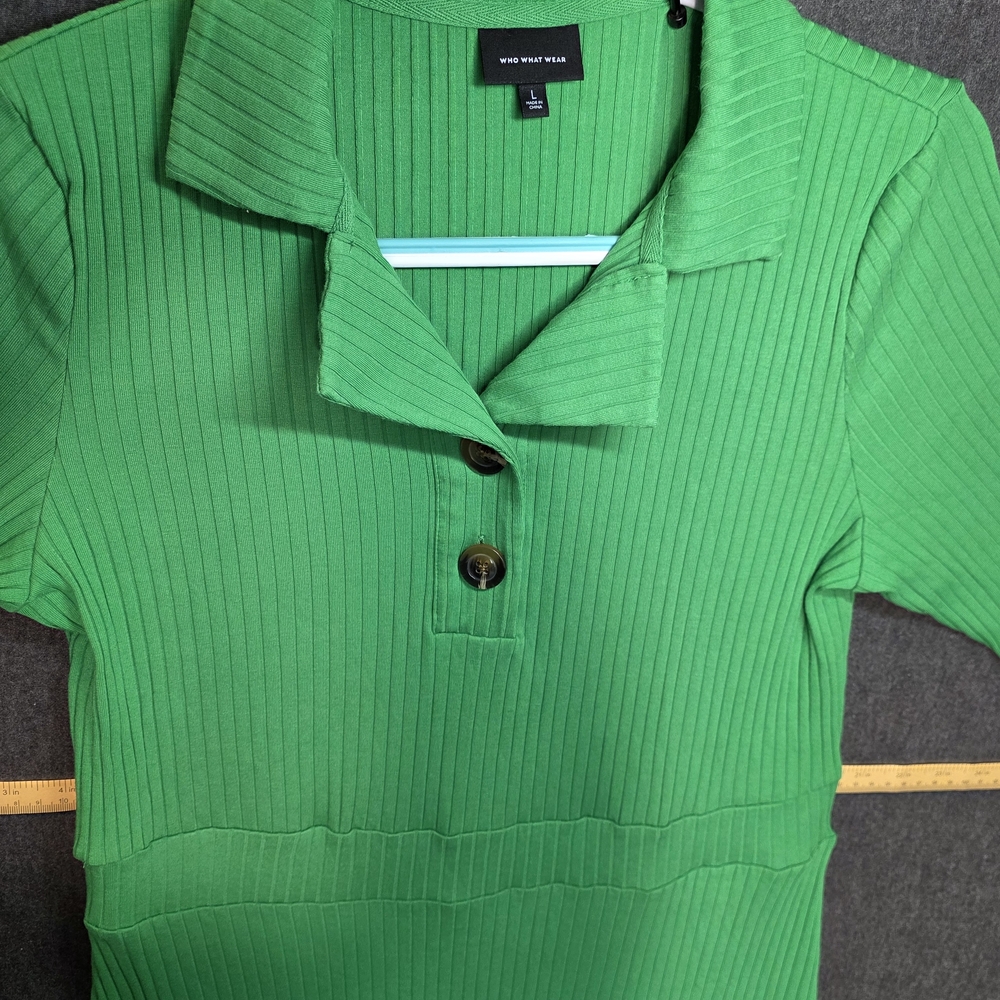 Who What Wear Vibrant Green Ribbed Maxi Dress